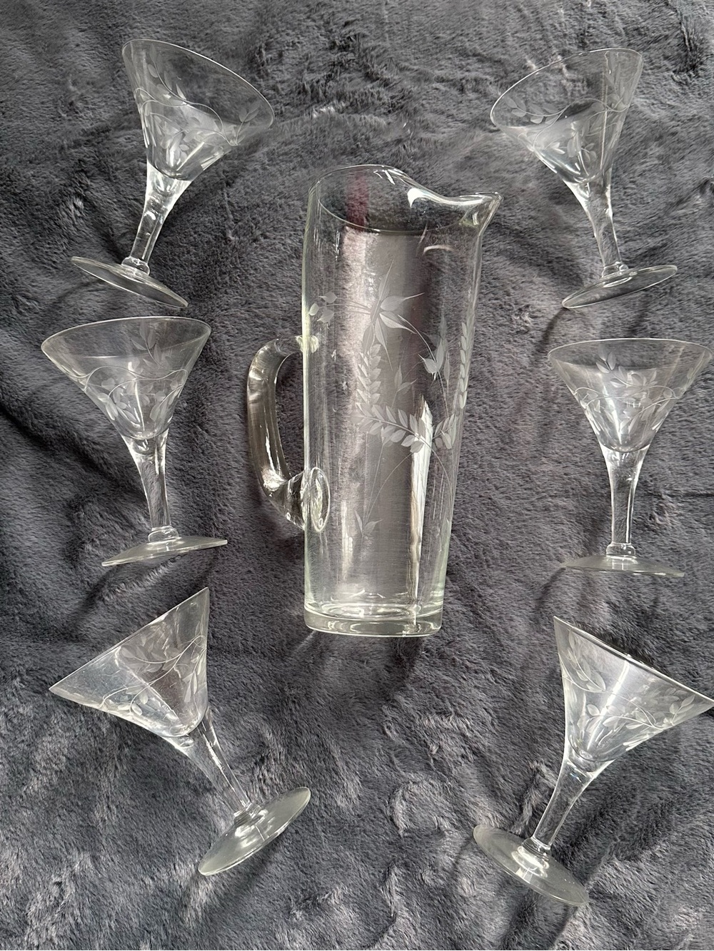 ✨ Vintage Mid-Century Martini Pitcher & Six Glasses ✨
